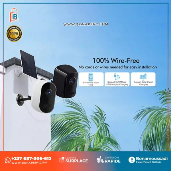 Caméra de Surveillance Solaire Intelligente 2K HD WIFI CCTV